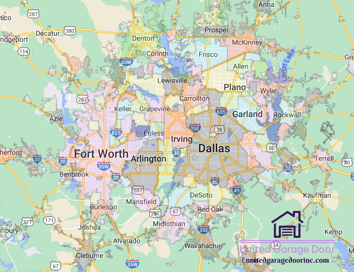 unitedgaragedoorinc.com_Dallas_Fort_worth_texas_map